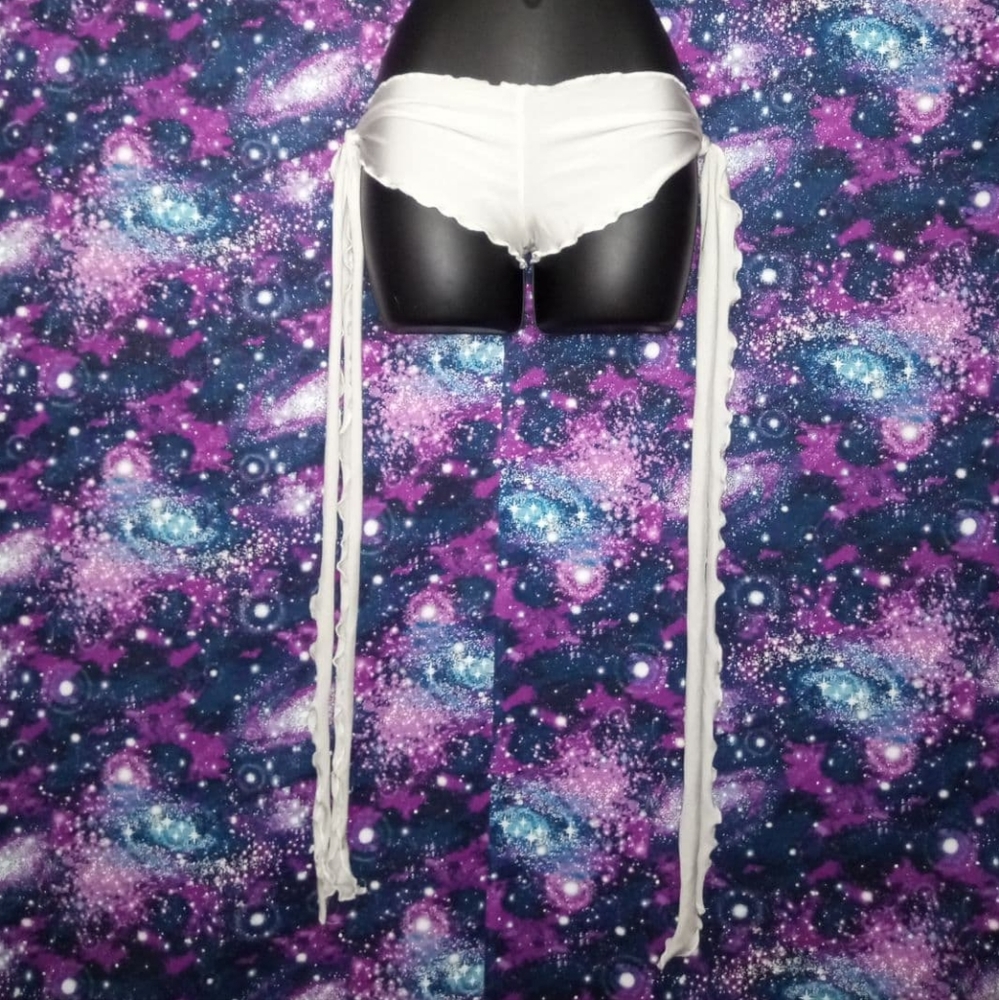 IHeartRaves White Tie Booty Shorts